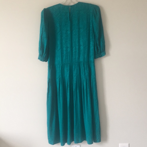 Vintage Adrienne Papell 100% Silk Textured Paisley Midi Dres - Picture 7 of 7